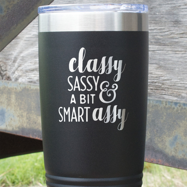 Sassy Quotes Black Polar Camel Tumbler - 20oz - Close Up