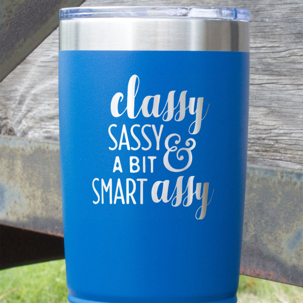 Sassy Quotes Blue Polar Camel Tumbler - 20oz - Close Up