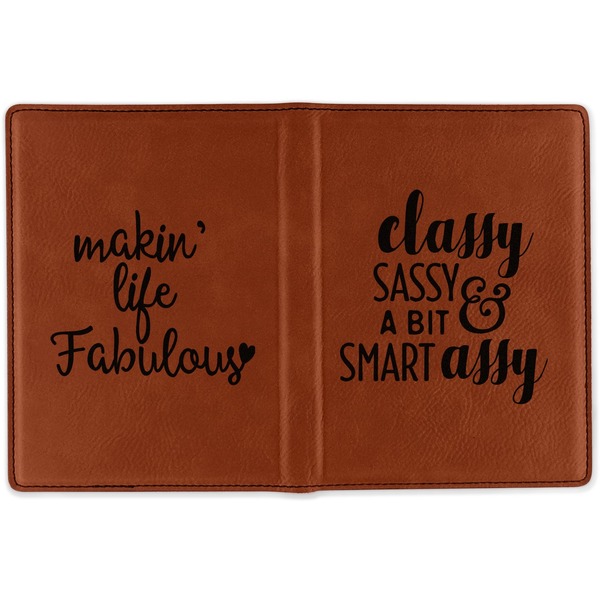 Sassy Quotes Cognac Leather Passport Holder Outside Double Sided - Apvl