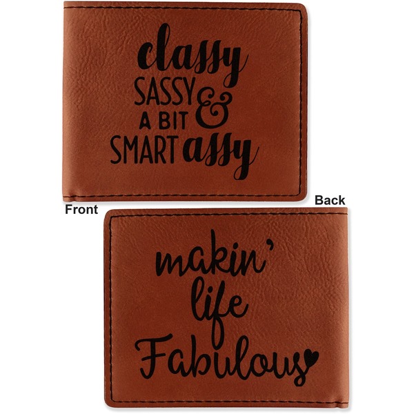 Sassy Quotes Cognac Leatherette Bifold Wallets - Front and Back