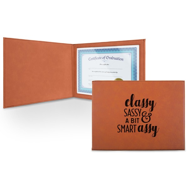 Custom Sassy Quotes Leatherette Certificate Holder - Front