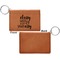 Sassy Quotes Cognac Leatherette Keychain ID Holders - Front Apvl