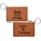 Sassy Quotes Cognac Leatherette Keychain ID Holders - Front and Back Apvl