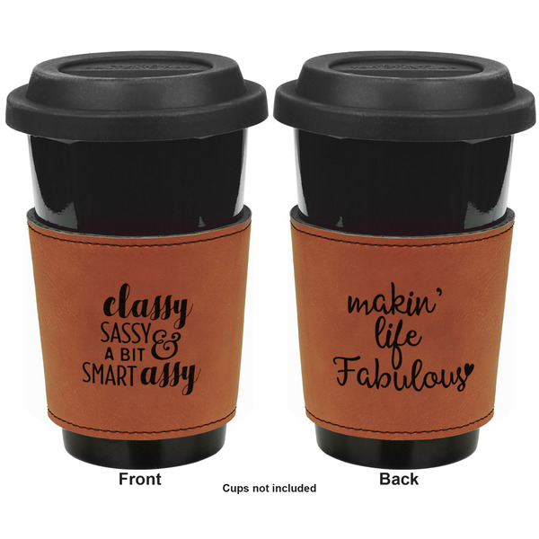 Sassy Quotes Cognac Leatherette Mug Sleeve - Double Sided Apvl