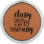 Sassy Quotes Set of 4 Leatherette Round Coasters w/ Silver Edge