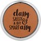 Sassy Quotes Cognac Leatherette Round Coasters w/ Silver Edge - Single
