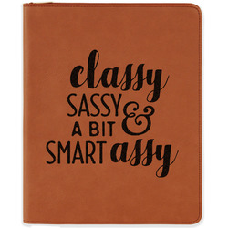 Sassy Quotes Leatherette Zipper Portfolio with Notepad