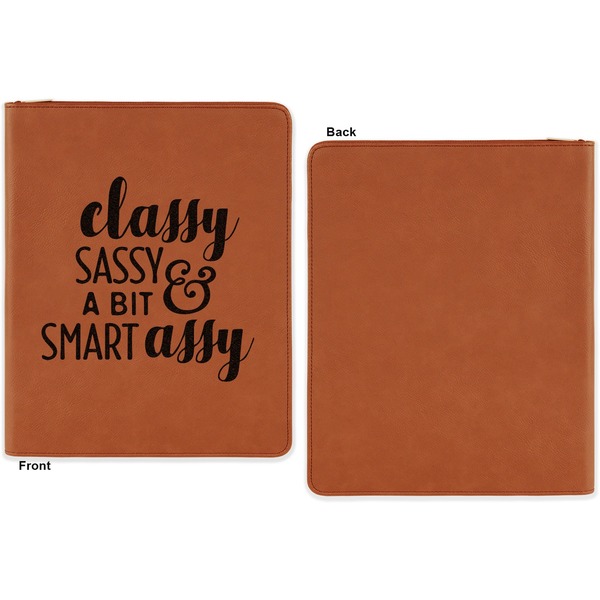 Sassy Quotes Cognac Leatherette Zipper Portfolios with Notepad - Single Sided - Apvl