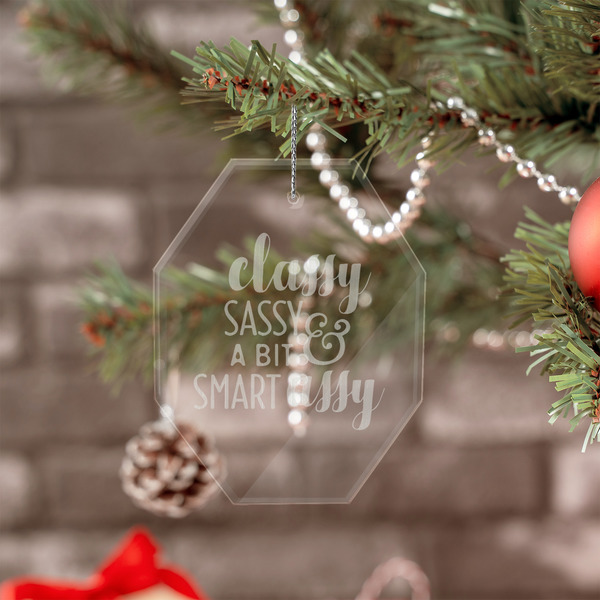 Sassy Quotes Engraved Glass Ornaments - Octagon (Lifestyle)