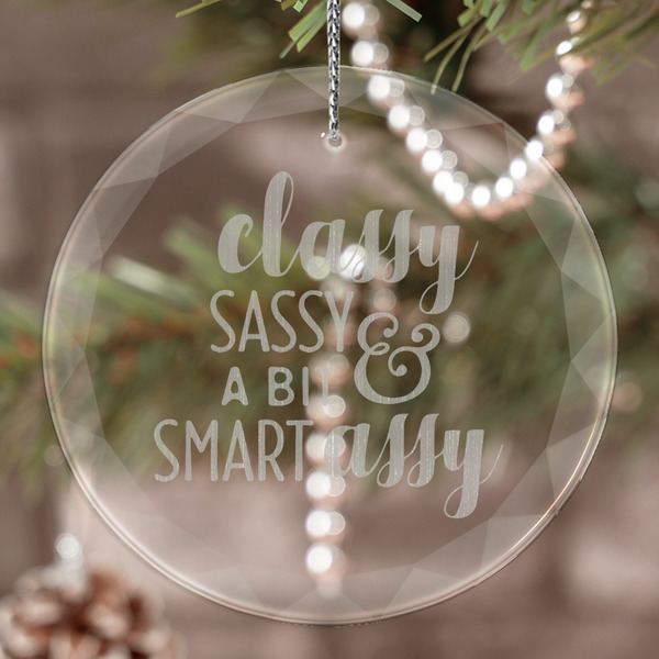 Custom Sassy Quotes Engraved Glass Ornament