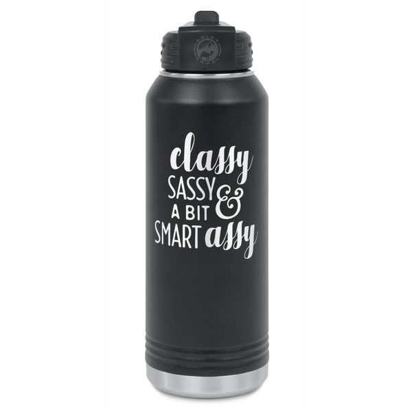 Custom Sassy Quotes Water Bottle - Laser Engraved - Front