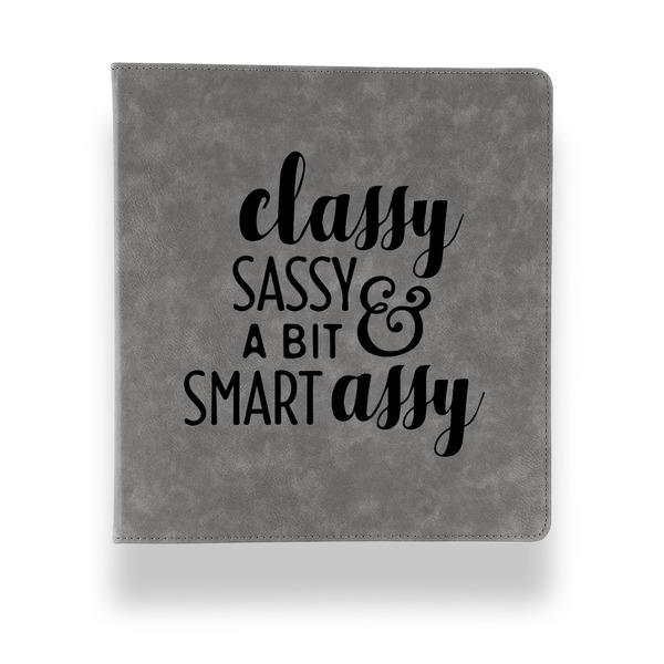Custom Sassy Quotes Leather Binder - 1" - Grey
