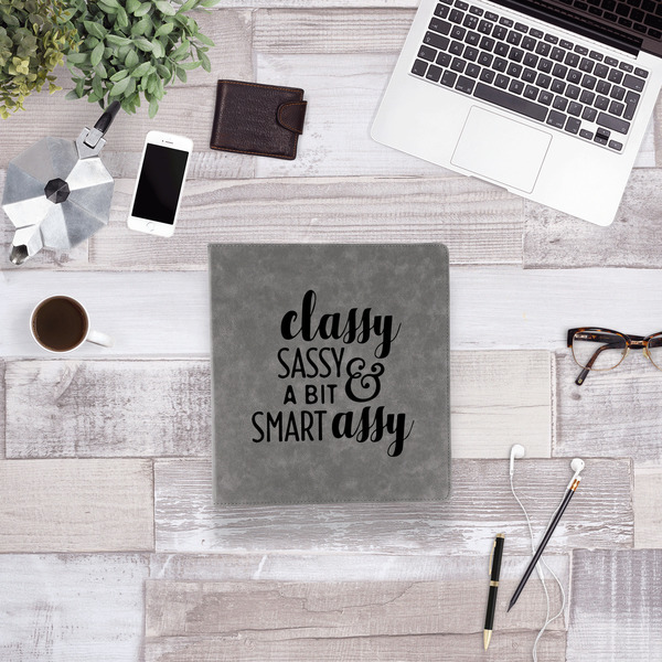 Sassy Quotes Leather Binder - 1" - Grey - Lifestyle View