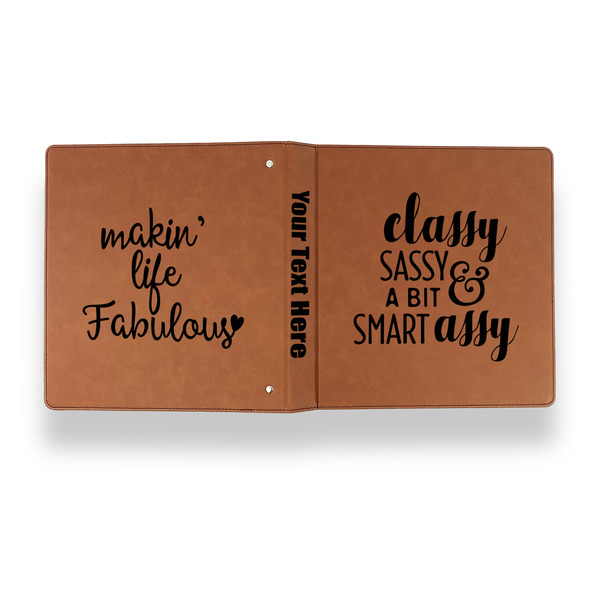 Sassy Quotes Leather Binder - 1" - Rawhide - Back Spine Front View