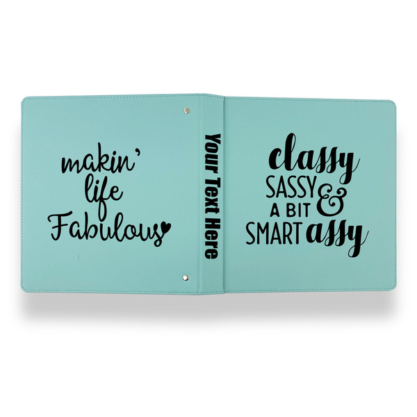 Sassy Quotes Leather Binder - 1" - Teal - Back Spine Front View
