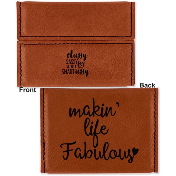 Sassy Quotes Leather Business Card Holder - Front Back