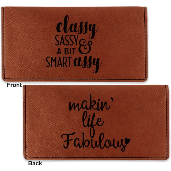 Sassy Quotes Leather Checkbook Holder Front and Back