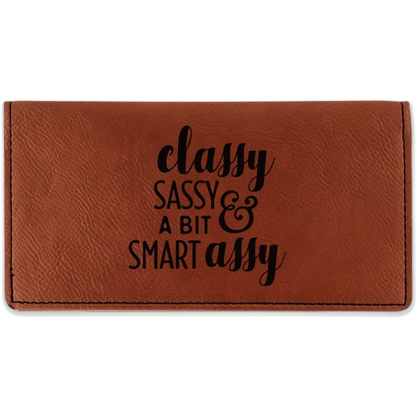 Custom Sassy Quotes Leatherette Checkbook Holder - Double Sided