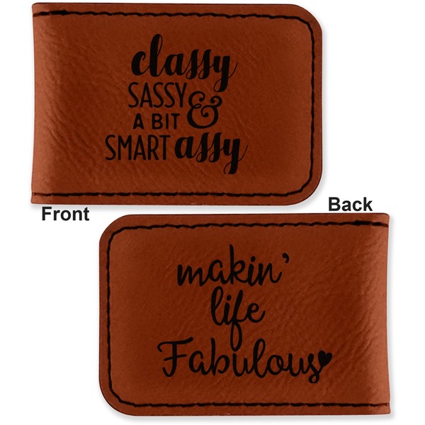 Sassy Quotes Leatherette Magnetic Money Clip - Front and Back