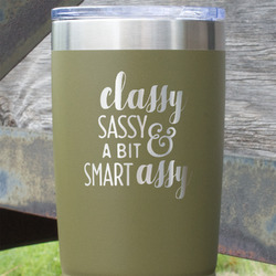 Sassy Quotes 20 oz Stainless Steel Tumbler - Olive - Double Sided