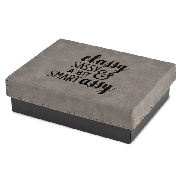 Custom Sassy Quotes Small Gift Box w/ Engraved Leather Lid