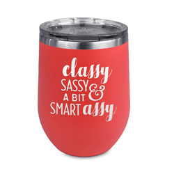 Sassy Quotes Stemless Stainless Steel Wine Tumbler - Coral - Double Sided
