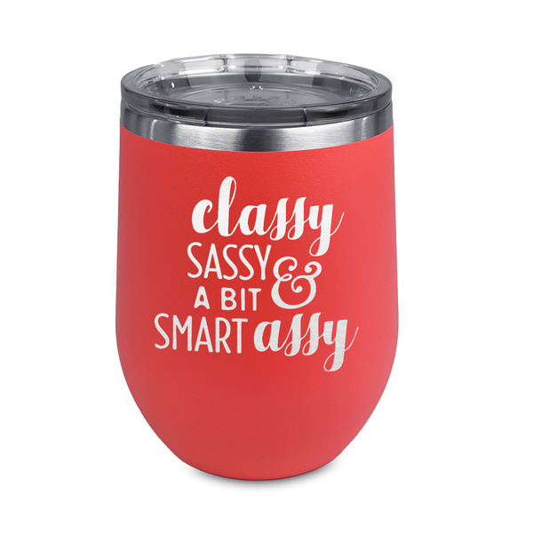 Custom Sassy Quotes Stemless Stainless Steel Wine Tumbler - Coral - Single Sided