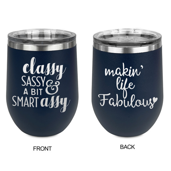 Sassy Quotes Stainless Wine Tumblers - Navy - Double Sided - Approval