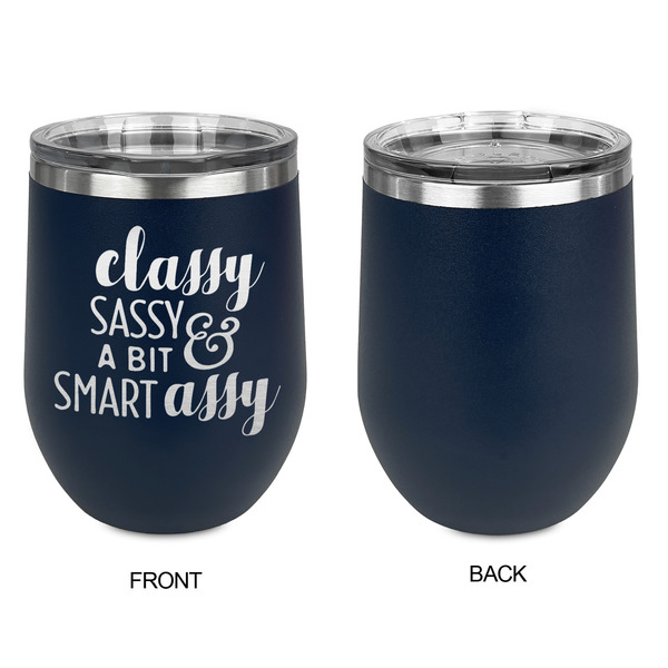 Sassy Quotes Stainless Wine Tumblers - Navy - Single Sided - Approval