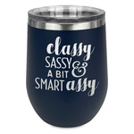 Sassy Quotes Stemless Stainless Steel Wine Tumbler - Navy - Single Sided