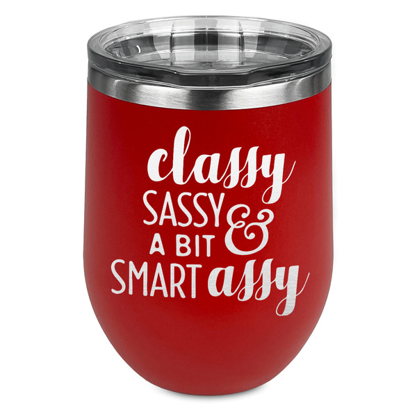 Custom Sassy Quotes Stemless Stainless Steel Wine Tumbler - Red - Double Sided