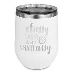 Sassy Quotes Stemless Stainless Steel Wine Tumbler - White - Double Sided