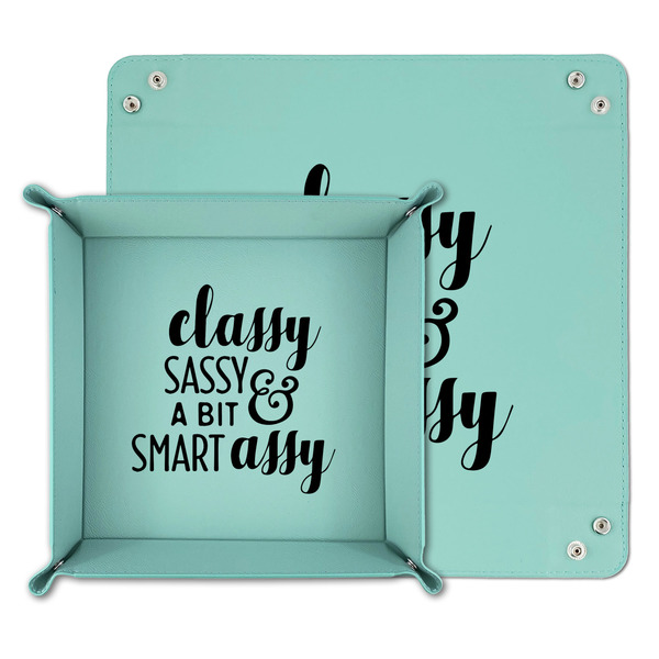 Sassy Quotes Teal Faux Leather Valet Trays - PARENT MAIN