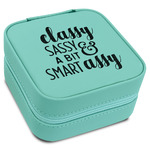 Sassy Quotes Travel Jewelry Box - Teal Leather