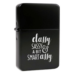 Sassy Quotes Windproof Lighter - Black - Double Sided & Lid Engraved