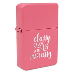 Sassy Quotes Windproof Lighter - Pink - Single Sided & Lid Engraved