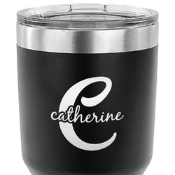 Name & Initial (Girly) 30 oz Stainless Steel Tumbler - Black - Double Sided (Personalized)