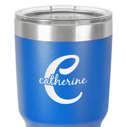Name & Initial (Girly) 30 oz Stainless Steel Tumbler - Royal Blue - Single-Sided (Personalized)
