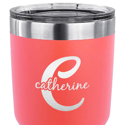 Name & Initial (Girly) 30 oz Stainless Steel Tumbler - Coral - Single Sided (Personalized)