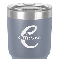 Name & Initial (Girly) 30 oz Stainless Steel Tumbler - Grey - Single-Sided (Personalized)