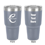 Name & Initial (Girly) 30 oz Stainless Steel Tumbler - Grey - Double-Sided (Personalized)