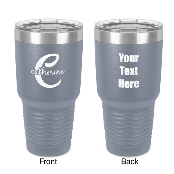Custom Name & Initial (Girly) 30 oz Stainless Steel Tumbler - Grey - Double-Sided (Personalized)