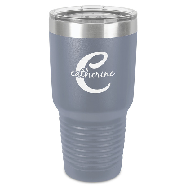 Custom Name & Initial (Girly) 30 oz Stainless Steel Tumbler - Grey - Single-Sided (Personalized)
