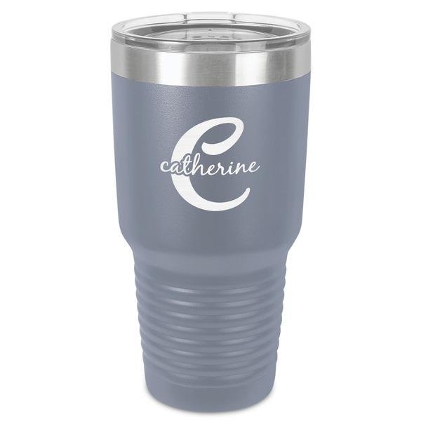 Name & Initial (Girly) 30 oz Stainless Steel Ringneck Tumbler - Grey - Front