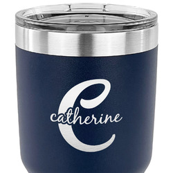 Name & Initial (Girly) 30 oz Stainless Steel Tumbler - Navy - Double Sided (Personalized)