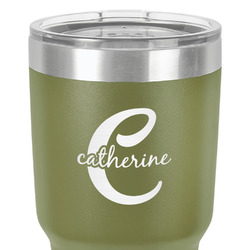 Name & Initial (Girly) 30 oz Stainless Steel Tumbler - Olive - Double-Sided (Personalized)