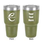 Name & Initial (Girly) 30 oz Stainless Steel Tumbler - Olive - Double-Sided (Personalized)