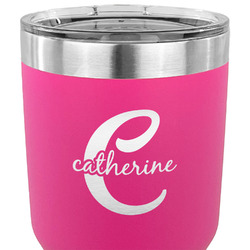 Name & Initial (Girly) 30 oz Stainless Steel Tumbler - Pink - Single Sided (Personalized)
