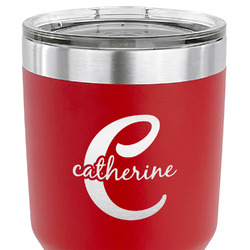 Name & Initial (Girly) 30 oz Stainless Steel Tumbler - Red - Single Sided (Personalized)
