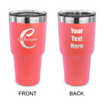 Name & Initial (Girly) 30 oz Stainless Steel Tumbler - Coral - Double Sided (Personalized)